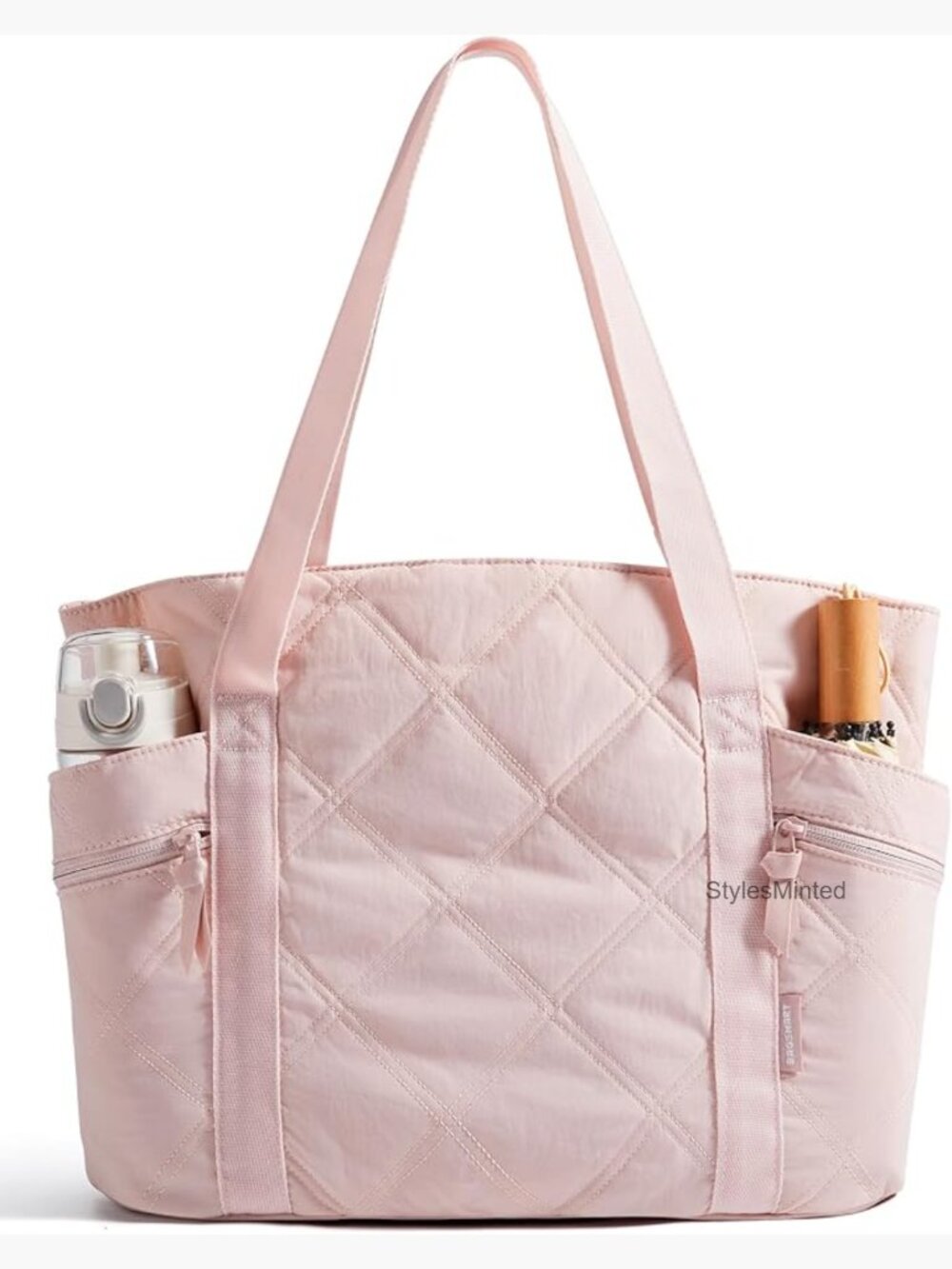 20L Quilted Puffer Work Tote with Zipper, Travel Hospital Bag, Polyester
